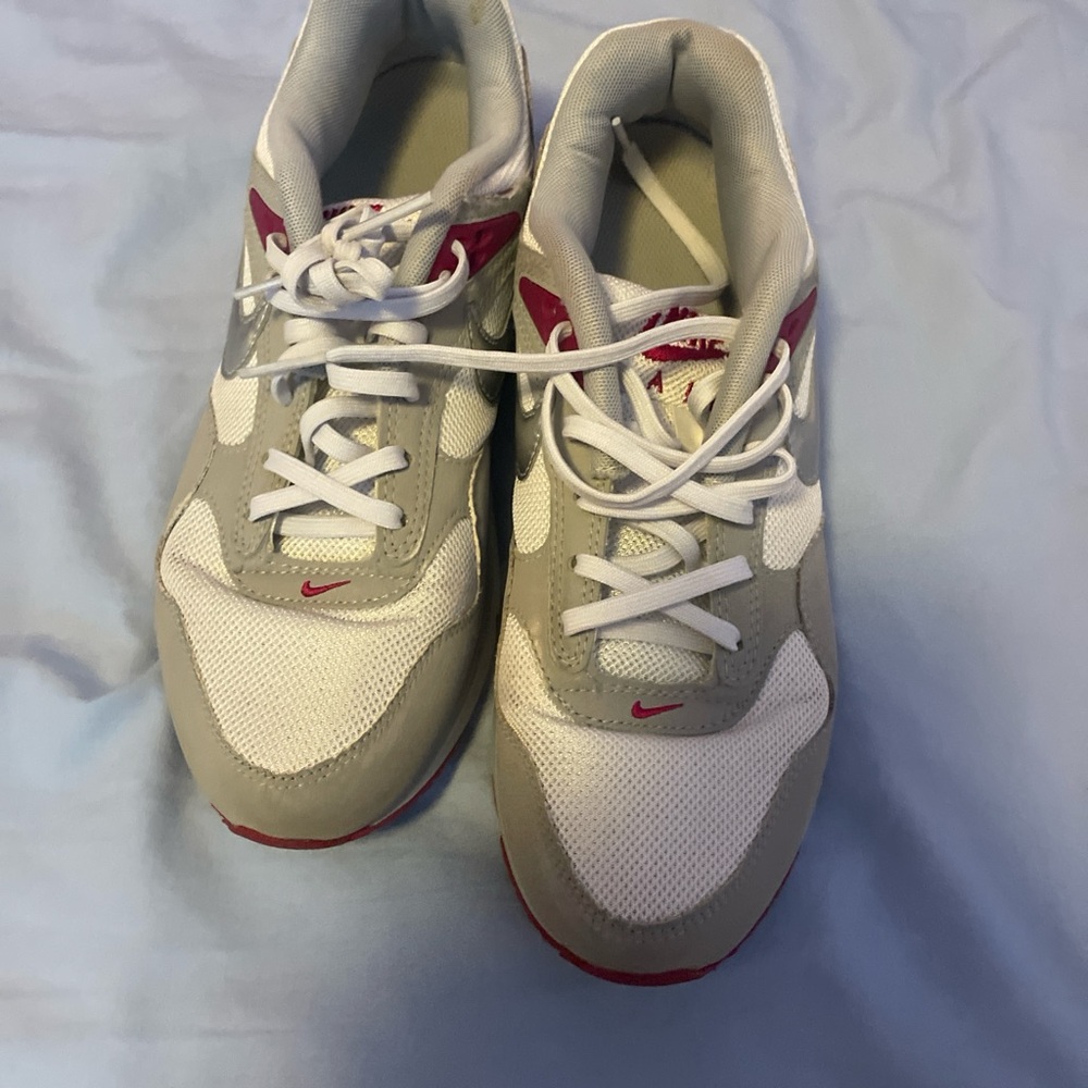 Nike White and Gray Sneakers with Red Accents
